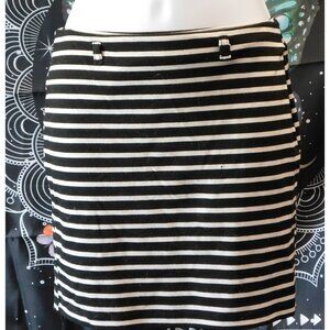Just Ginger Spooky Black And White Striped Mini Skirt